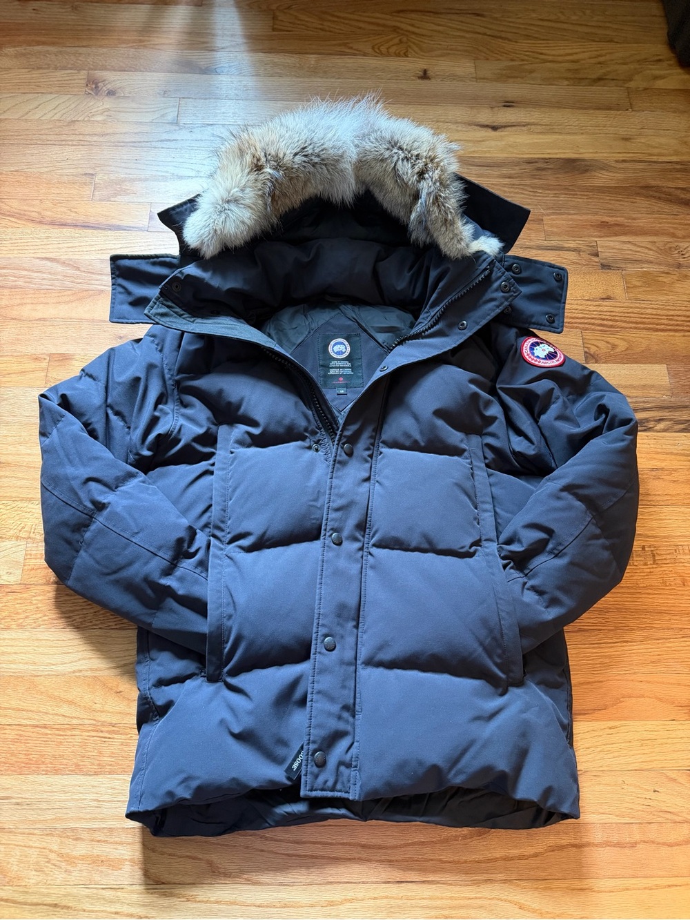 Canada Goose (Authentic) Men’s Navy Blue Down Parka with Fur Trim Hood